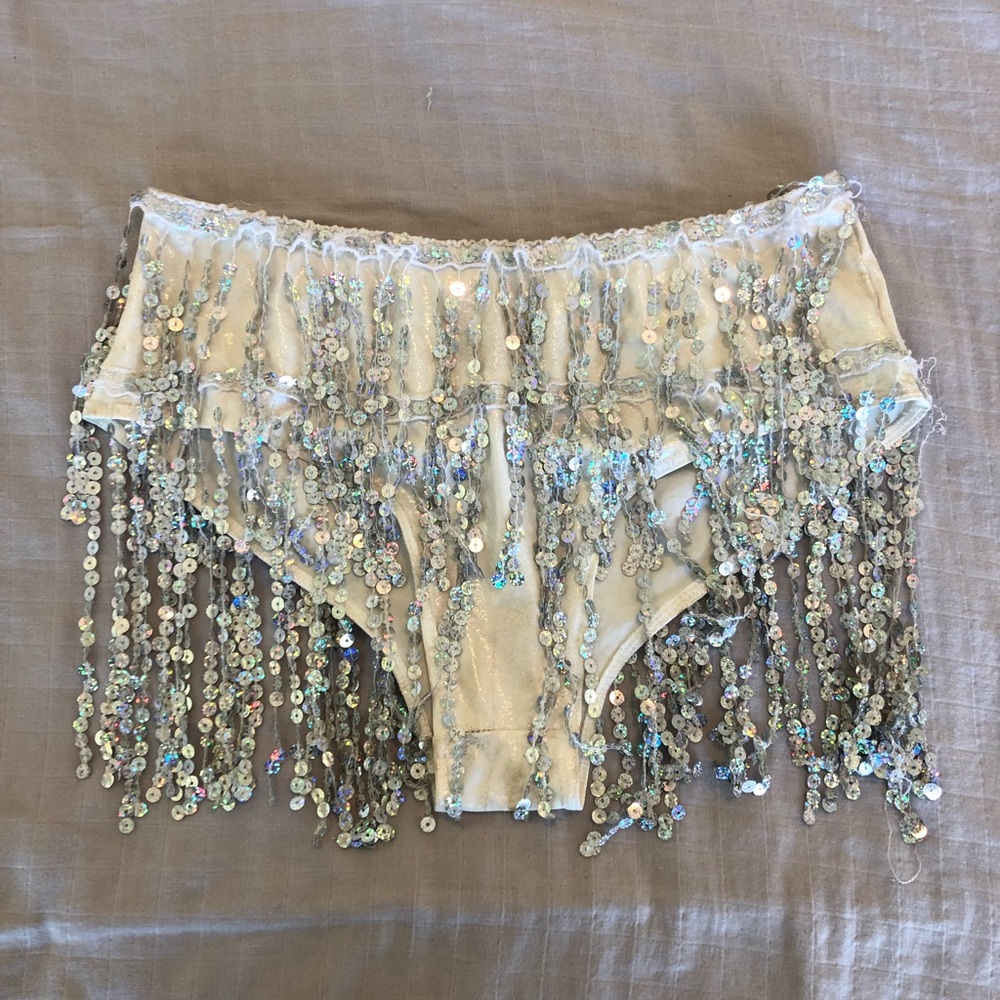 Sequin fringe rave booty shorts